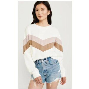 Abercrombie & Fitch Chevron Soft Fleece Crewneck Sweatshirt, XS
